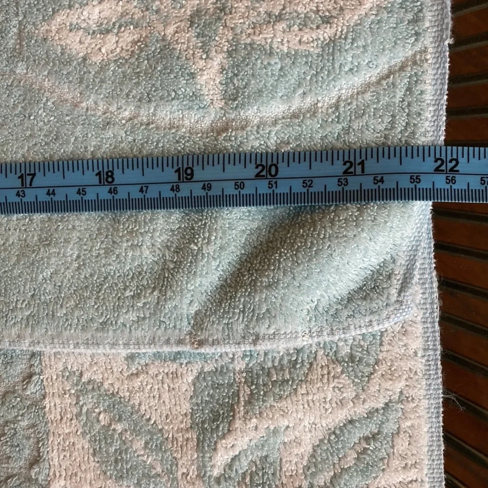 Vintage Cannon pastel blue floral textured two tone bath towel